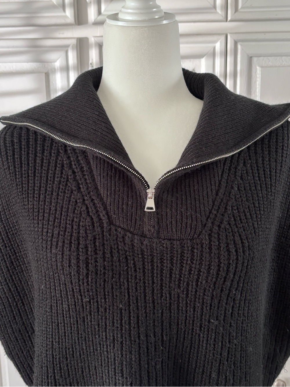 Zara Black Cropped Half-Zip Knit Sweater Vest | Size Small - Picture 4 of 12